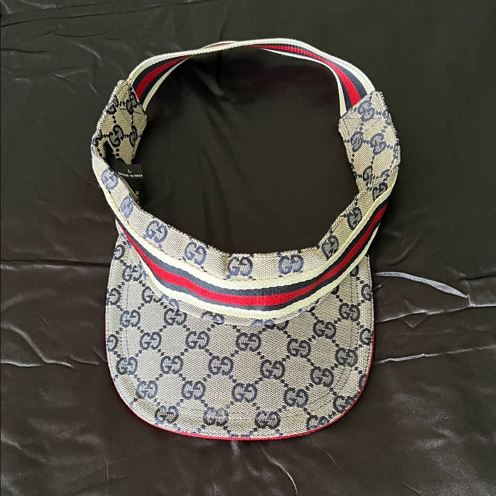 Gucci Beige Visor with Red and Blue Accents